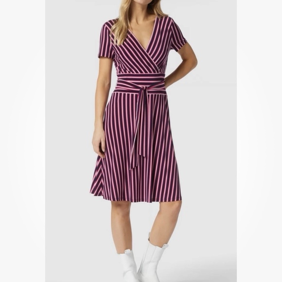Lauren Ralph Lauren Dresses & Skirts - Lauren Ralph Lauren Women’s Multicolored Stripe Flare Short Sleeve Dress Size 16